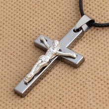 Cross Necklace INRI Crucifix Jesus Piece Pendant Necklace Silver Color Stainless Steel Men Chain Catholic Jewelry Gifts 2024 - buy cheap