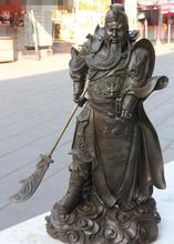 Estátua de guerreiro guan gong dragon guan yu com suporte de bronze chinês de cobre 2024 - compre barato