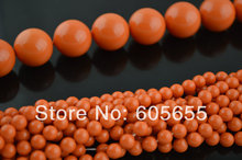 Круглые бусины из полудрагоценных камней, 6 мм, кораллового и оранжевого цветов 2024 - купить недорого