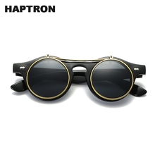 HAPTRON Vintage SteamPunk Flip Up Sunglasses Women 2018 Double Layer Clamshell Round Sun Glasses Men Unisex oculos okulary 2024 - buy cheap