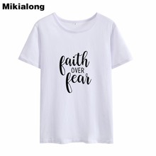 Mikialong fé sobre o medo punk rock camiseta feminina 2018 verão harajuku manga curta tshirt feminino preto branco algodão 2024 - compre barato