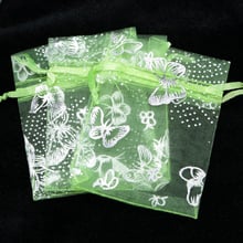 Sacolas de organza 10x9cm verde claro, bolsa para presente de casamento, berloque personalizável, bolsas para embalar joias, saquinhos de organza 2024 - compre barato