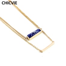 CHICVIE Natural Stone Long Multilayer Necklace for Women Best Friends Fashion Gold Color Chain Maxi Necklaces Jewelry SNE160065 2024 - buy cheap