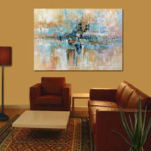Hand Painted Modern Abstract Blue Brown Oil Painting On Canvas Living Room Home Wall Abstract Oil Picture for Decoration Arts 2024 - buy cheap