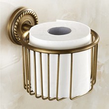 Toilet Paper Holder Antique Brass Round Bathroom Roll Paper Holder Wall Mounted Paper Towel Holder Basket Storage Rack KD640 2024 - buy cheap