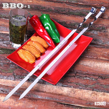 21.6''/55cm Long BBQ Roasting Needle Roast Barbecue Skewers Outdoor BBQ Shish Kabob Skewer Flat BBQ Forks espeto inox 6pcs/lot 2024 - buy cheap