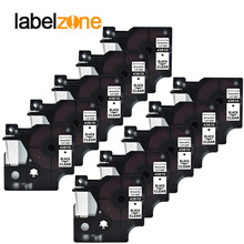 10 упаковок 43610 1/4 "(6 мм) x 23 '(7 м) черный на прозрачный совместимый с dymo D1 PNP 6 мм принтеры этикеток D1 43610 для dymo label manager LM160 2024 - купить недорого
