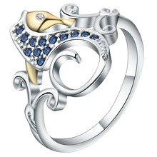 Hainon-anillos de hipocampo de Color plateado para mujer y hombre, joyería de cristal de circonita azul, anillos de compromiso de fiesta, Animal 2024 - compra barato