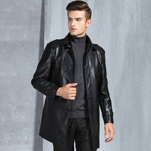 Chaqueta de cuero genuino para hombre, chaqueta de cuero negro/marrón para motocicleta larga, tallas grandes M-XXXXL, novedad de 2020 2024 - compra barato