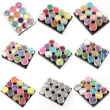 12Pcs/Lot Shining Hexagon Mix Color Style Nail Art Glitter Powder Dust Rhombus Strip Spangle Gem Acrylic Gel Decoration Manicure 2024 - buy cheap