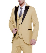 Traje informal Formal de tres piezas para hombre, esmoquin de solapa, color gris, blanco y Borgoña, para boda, chaqueta + Pantalones + chaleco 2024 - compra barato