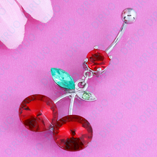 1PC Sale 316L Surgical Steel Red Double Cherry Dangle Navel Belly Ring nickel-free body piercing jewelry 2024 - buy cheap