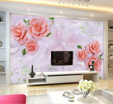 Papel pintado 3D personalizado, murales de rosas en relieve para la sala de estar dormitorio TV Fondo pared vinilo papel de parede 2024 - compra barato