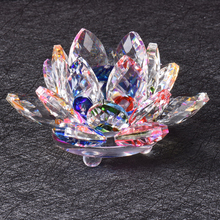 1 peça figura de flor de lótus de vidro k9 em miniatura feng shui para artes e artesanato para decoração de casa e sala de estar 2024 - compre barato