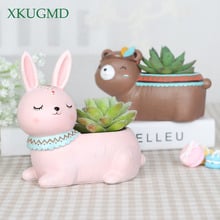 Cute Cartoon Animal Flowerpot Resin Succulent Plant Vase Fox Elephant Deer Bear Rabbit Planter Pot Home Decor Craft Bonsai Pot 2024 - buy cheap