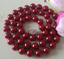 Скидка! DIY красивое ожерелье из жемчуга 10 мм с красной морской раковиной, 18 дюймов, бисер, изготовление ювелирных изделий AAA +++ about43шт/нить YS0371 2024 - купить недорого