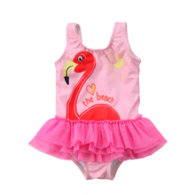 Cute Kid Baby Girl Swan Bikini Swimsuit Swimwear Flamingo Swimming Suit Beach Clothes 2024 - buy cheap