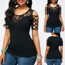 NEW Women Summer Chiffon Short Sleeve Casual Shirt Tops Lace T-Shirts 2024 - buy cheap