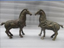 China's rare copper old manual hammer fortune dragon statue of two horses 2024 - buy cheap