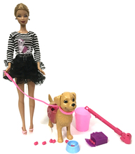 NK One Set Plastic Dog Pet For Barbie Doll  Girl Dollhouse Furniture Funny 1:6 Doll Training Accessories Clean Toys Bone 2024 - buy cheap