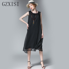 Women Dress White Ladies Long Maxi Dress Plus Size Mid Calf Party Dresses Casual Summer Sexy Chiffon Sleeveless Solid 2018 2024 - buy cheap