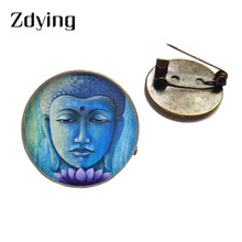 ZDYING-broche con forma de flor y Mandala para mujer y hombre, broche redondo de vidrio con imagen de Buda, cabujón, alfileres, Mm003 2024 - compra barato