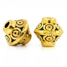 DoreenBeads Zinc metal alloy Spacer Beads Bicone golden Tone Pattern Pattern color About 7mmx 6mm ,Hole:Approx 1mm,15 PCs 2024 - buy cheap