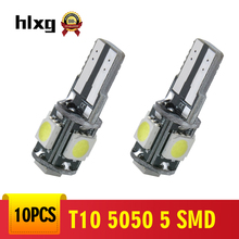 Hlxg 10 шт. T10 Led Canbus безошибочная 5050 SMD Автомобильная Лампа W5w 194 168 лампочек DC 12V клиновидная лампа для парковки Сигнальные лампы 2024 - купить недорого