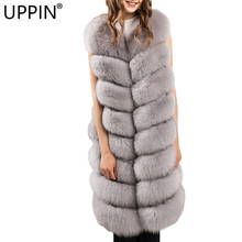 UPPIN Girls Long Artifical Fox Fur Vest Women Winter Fashion Faux Fox Fur Vests Woman Warm Fake Fox Fur Coats Female chaqueta 2024 - buy cheap