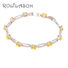 ROLILASON Office Style lively Yellow Zircon Excellent Silver Charm Bracelets Health Fashion jewelry for Women TBS966 2024 - buy cheap