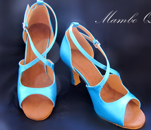 New Women Blue Satin Dance Shoes Latin Ballroom Shoes Salsa Dance Dancing Shoes Tango Shoes all size 2024 - buy cheap