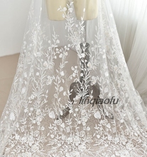 Plum embroidery lace fabric wedding dress handmade diy material high-grade clothing decorative cloth accessories 2024 - buy cheap