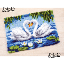 Swan decor for home tapijt latch hook rug canvas cartoon cat printing vloerklee foamiran for needleworksets crochet tapis 2024 - buy cheap