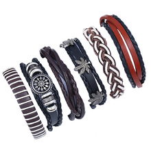 Punk Fashion Ethnic Boho Multilayer Leather Bracelet Maple Leaf Beads Charm Braided Weave Bangle Wristbands Vintage Jewelry Gift 2024 - buy cheap