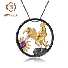 GEM'S BALLET-colgante de plata de ley 925 con amatista Natural, joyería del zodiaco, gallo, hecho a mano, para mujeres 2024 - compra barato