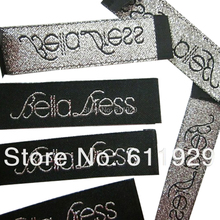Free shipping customized silver thread garment labels/clothing shoes bag tags/label/logo/woven collar labels 1000 pcs a lot 2024 - buy cheap