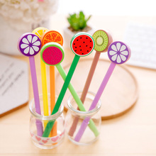 24 Pcs Korean Creative Stationery Cute Student Supplies Round Fruit Lollipop Black Neutral Pen Kawaii School Supplies 2024 - buy cheap