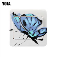 YOJA Blue Patterned Butterfly Design Switch Sticker PVC Cartoon Room Decor Wall Decal 8SS0398 2024 - buy cheap