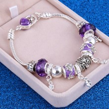 Pulseiras & braceletes de cristal femininas luxuosos, de prata, com contas de pedra, para mulheres 2024 - compre barato