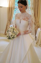 Мусульманские свадебные платья с открытой спиной Vestido De Noiva, бальное платье с длинными рукавами, кружевное богемное платье в Дубае, арабское свадебное платье, свадебные платья 2024 - купить недорого