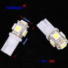 Wholesale 30pcs/lot T10 5 SMD 5050 LED 194 168 W5W Light White/Red/Blue/Green Wedge Bulb instrument door width  lamp 2024 - buy cheap