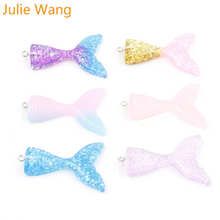 Julie Wang 5PCS Resin Mermaid Tail With Nail Charms Pendants Handmade Hanging Decoration Findings Jewelry Making Accessory 2024 - buy cheap