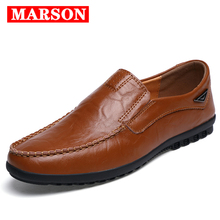 MARSON Men's Leather Casual Shoes Loafers Fashion Men Business Shoes Moccasins Flats Male Breathable Driving Shoes Large Size 2024 - buy cheap