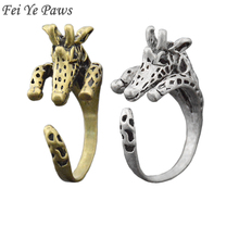 Retro Hippie Black Crystal Eye Giraffe Ring Men Mid Finger Knuckles Animal Couple Wedding Rings For Women Men Fashion Love Ring 2024 - buy cheap