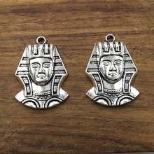 Pingentes banhados a prata tibetanos 36*26mm, 5 peças amuletos rei egípcio pontos tutankhamen jóias antigas artesanato faça você mesmo 2024 - compre barato