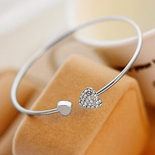Women Crystal Love Heart Hand Cuff Open Bracelet Bangle Gold Silver Tone Gift  ATAD 2024 - buy cheap