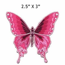Розовая бабочка вышитые утюжок на патч-рок-группы патчи 2024 - купить недорого