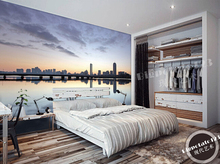 Custom wallpaper photo, the sky under the Boston City Skyline landscape for living room bedroom background wall parede DE Papel 2024 - buy cheap