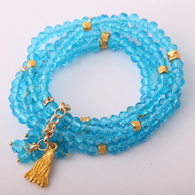 New Design Energy Bracelets Made Beautiful Glass Crystal Metal Tassel Bracelet bangle set 2024 - buy cheap