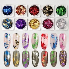 1 JAR Colorful Aluminum Irregular Holographic Glitter Foil Powder Sequins Nail Mirror Flakes Paillette Manicure Tips CB# 2024 - buy cheap